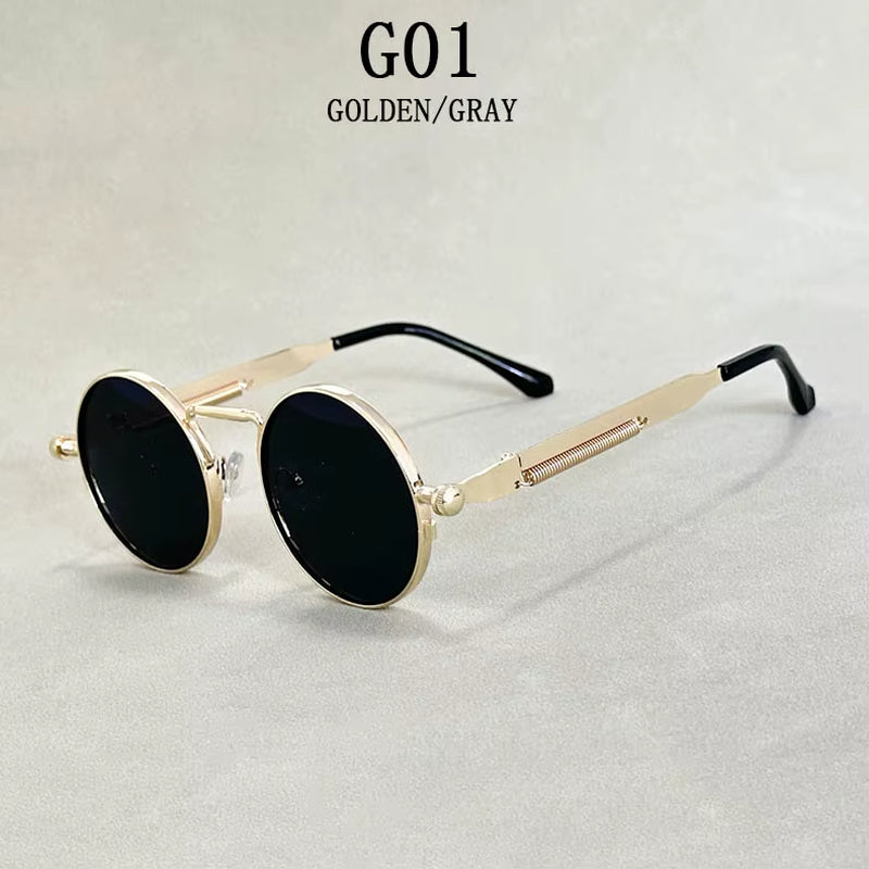 Retro round Punk Sunglasses for Men Vintage Steampunk Sunglasses Women Trendy Fashion Glasses Luxe Gafas De Sol Hombre Zonnebril