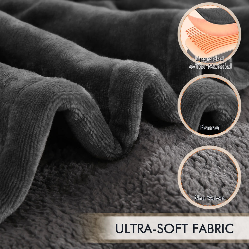 Electric Heated Blanket Queen Size 84''X90'', Fast Heating with Dual Controllers, 10 Heating Levels, 10H Timers, Preheat Function - Gray