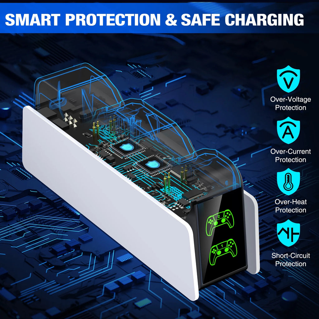 PS5 Controller Charger,  Charging Station with Fast Charging for PS5 Controller Accessories,White