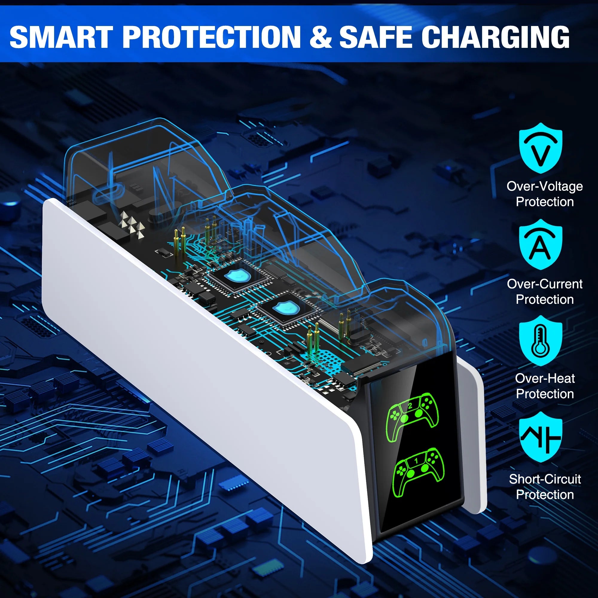 PS5 Controller Charger,  Charging Station with Fast Charging for PS5 Controller Accessories,White