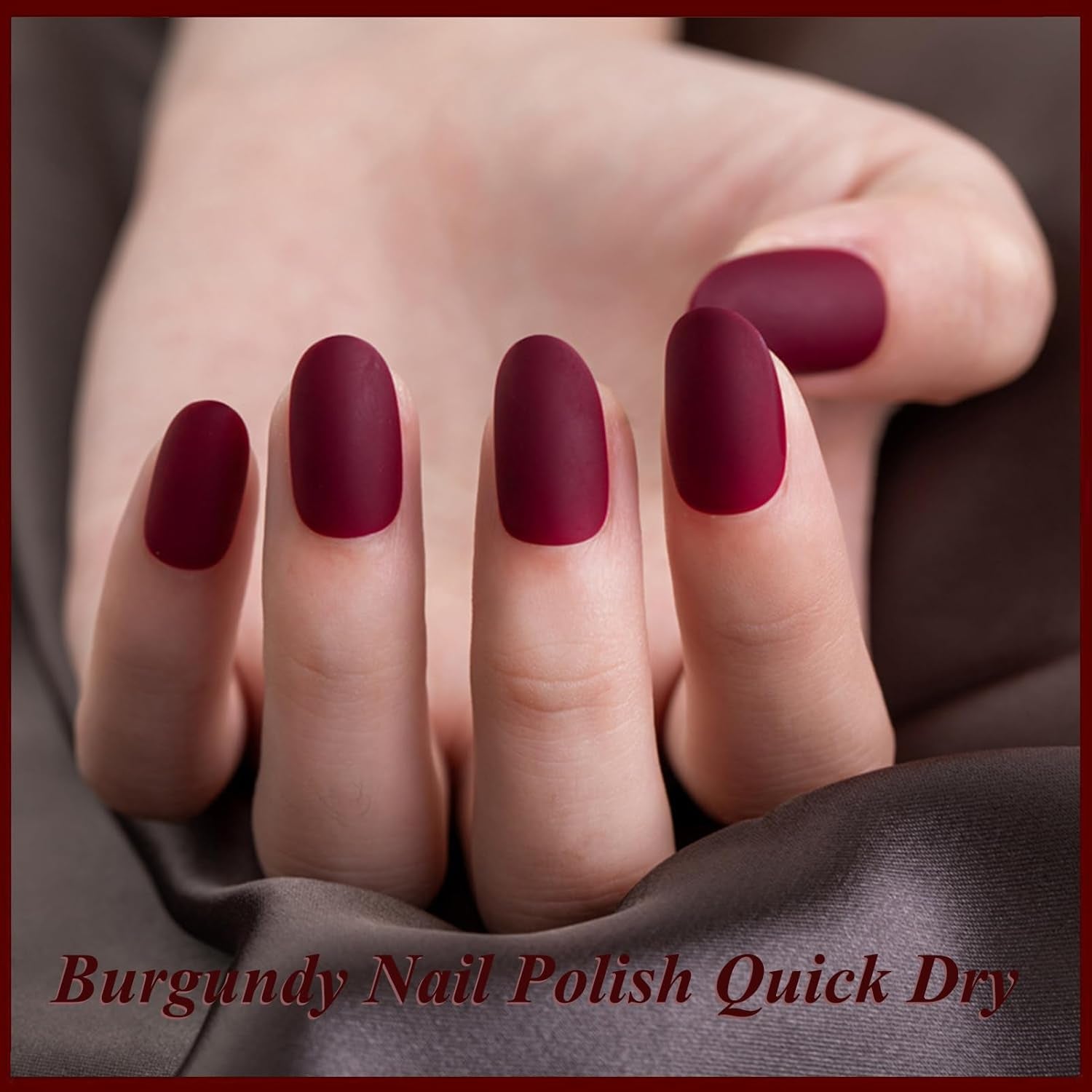 Dark Red Matte Nail Polish - Quick Dry Frosted Cherry Red Gel Nail Polish, Velvet Finish, Cruelty Free