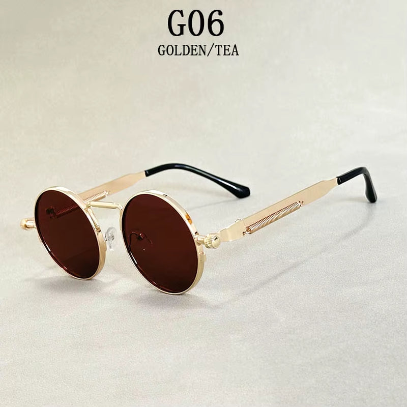 Retro round Punk Sunglasses for Men Vintage Steampunk Sunglasses Women Trendy Fashion Glasses Luxe Gafas De Sol Hombre Zonnebril