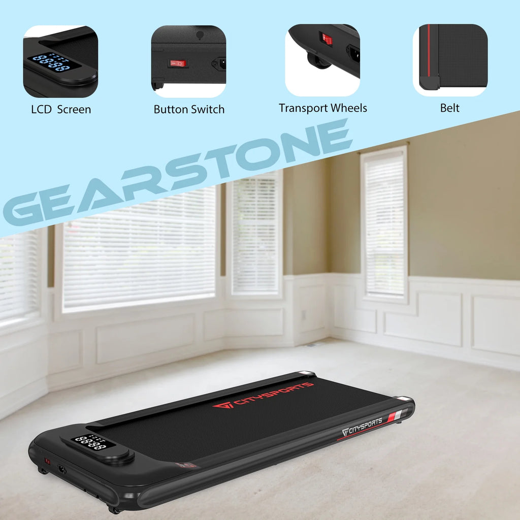 under Desk Treadmill, Walking Pad for Home, 1-6 KM/H, LCD Display, Alloy Steel Frame, Compact & Portable