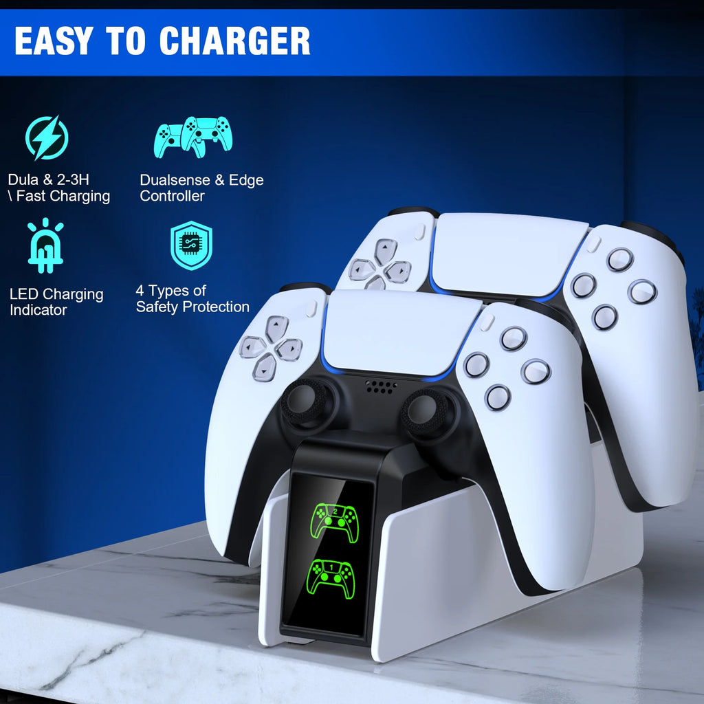 PS5 Controller Charger,  Charging Station with Fast Charging for PS5 Controller Accessories,White