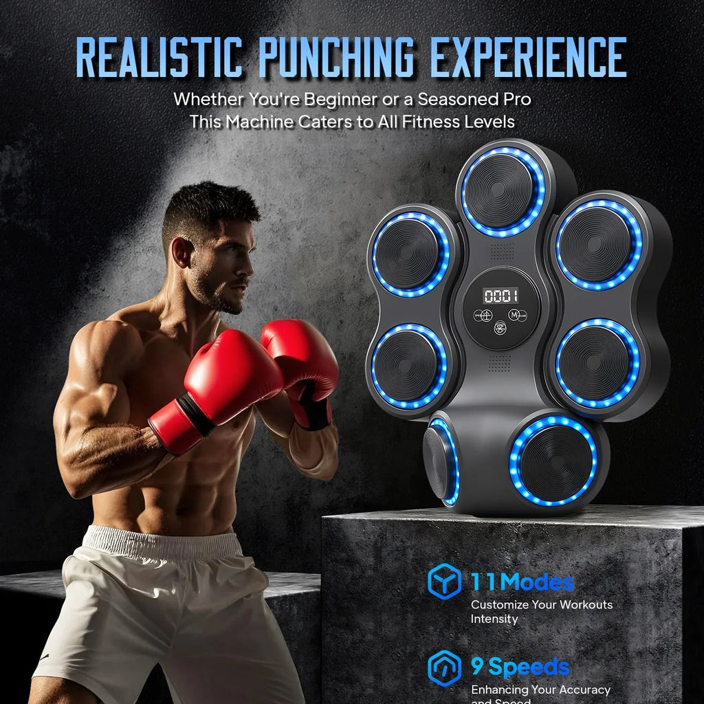 Adult Music Boxing Machine, Smart Bluetooth Boxing Trainer, Includes Boxing Gloves, 11 Training Modes, 9 Speed Settings, Wall-Mounted Boxing Training Equipment, Agility Training Equipment