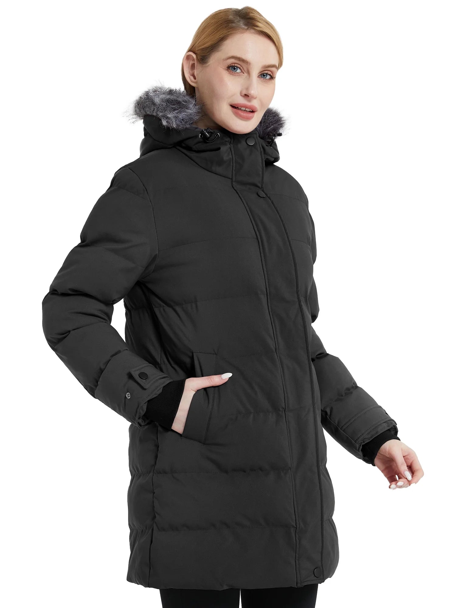 Women'S Winter Coat Quilted Puffer Coat Waterproof Winter Jacket Charcoal M