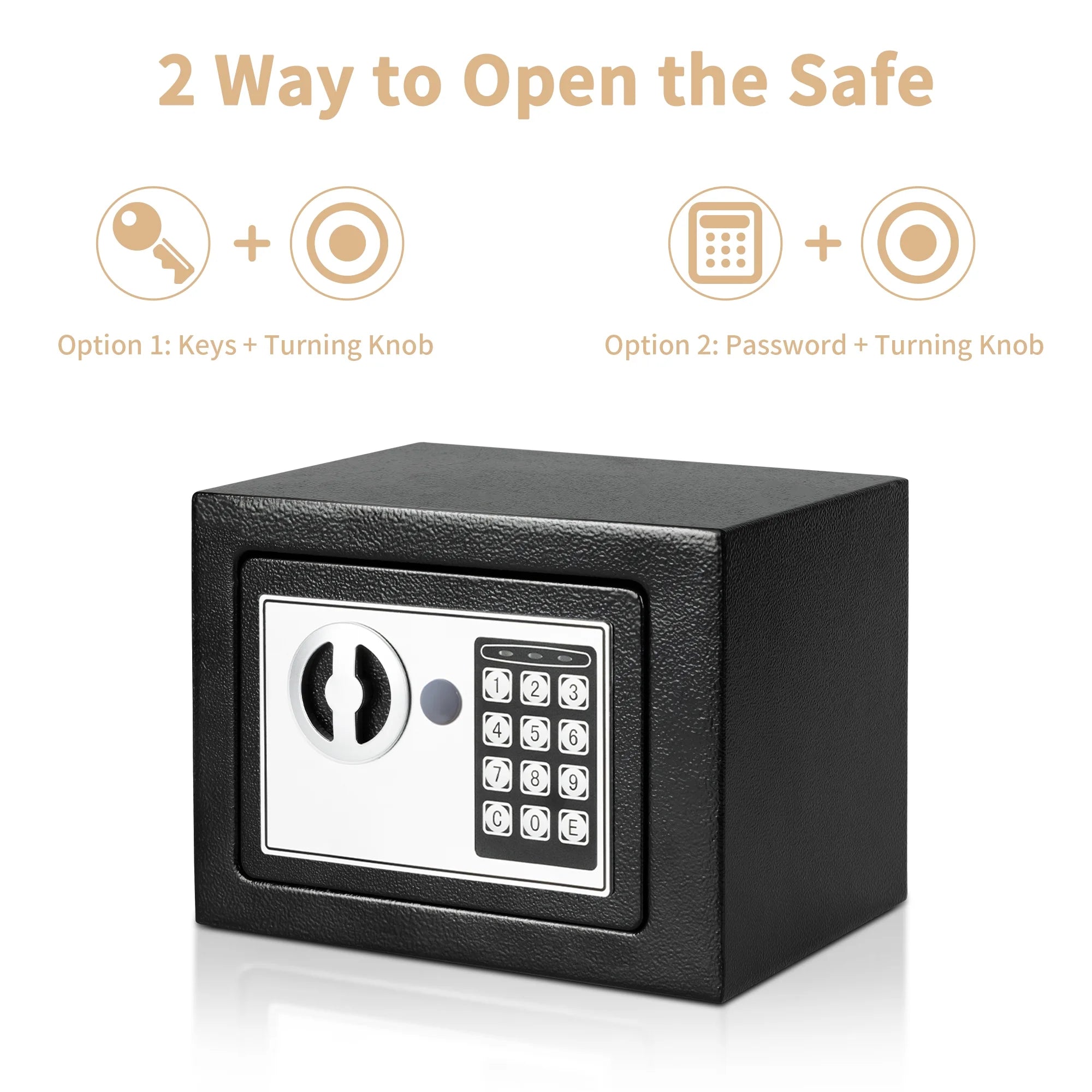 0.25 Cubic Feet Electronic Digital Safe Box, Steel Money Safe Box for Home with Fireproof Money Bag for Cash Safe Hidden