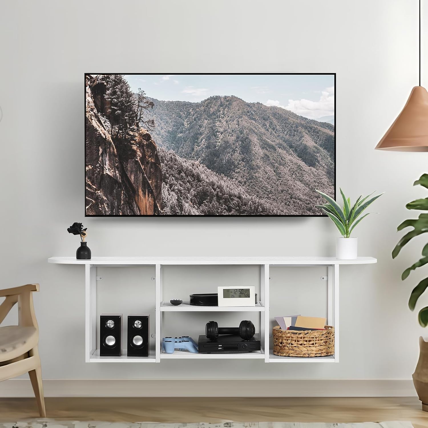 Floating TV Shelf Stand under TV Wall-Mounted Entertainment Center Industrial TV