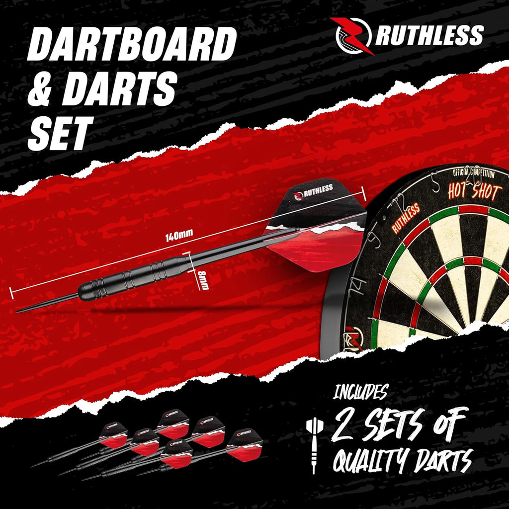 Home Darts Centre with or without LED Light Options | Home Dart Board Centre Including Cabinet, Dartboard and 2 Sets of Darts.