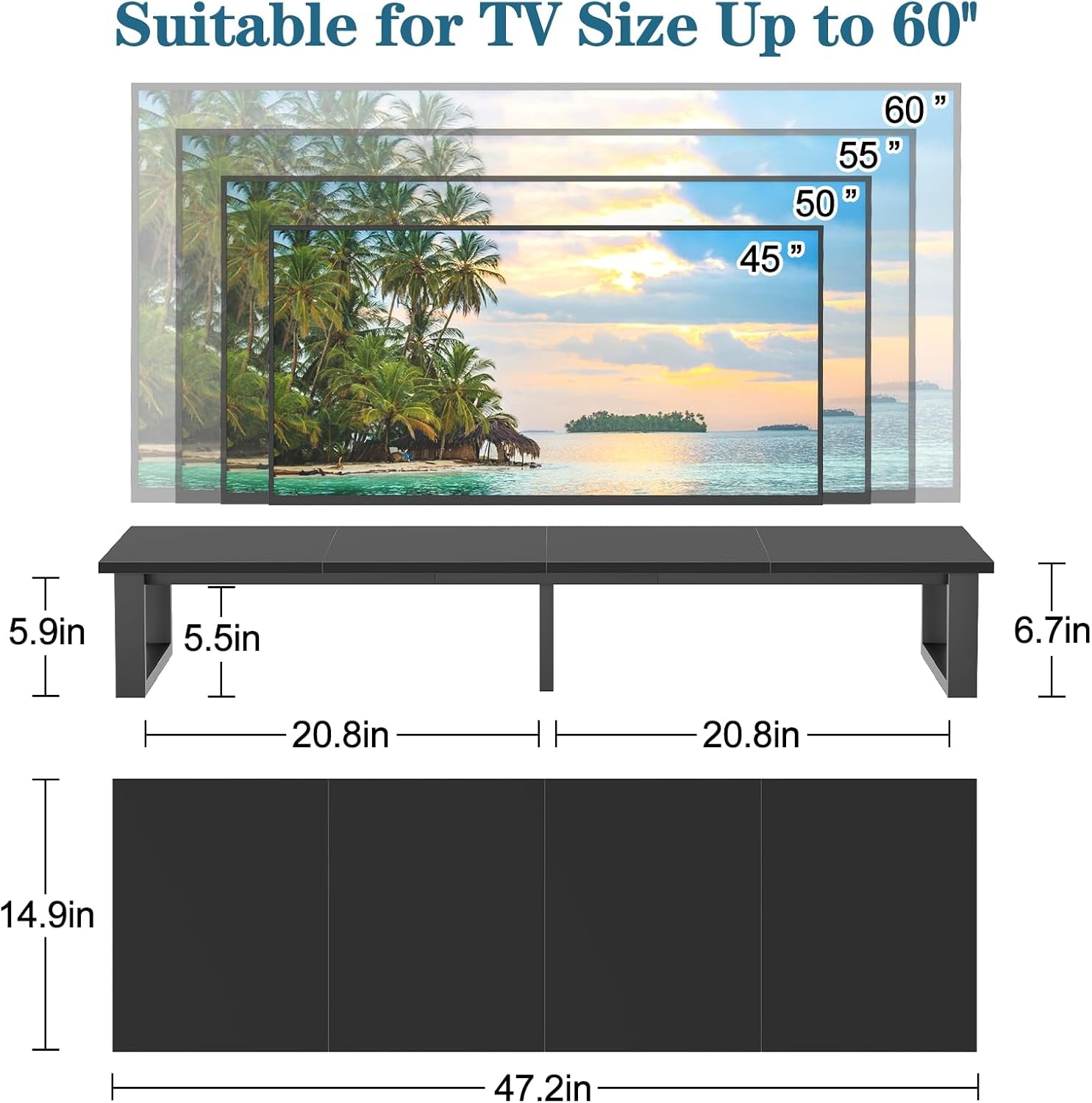 47" TV Riser for 32-60 Inch TV, TV Riser Stand Shelf, Tabletop TV Stand Riser, C