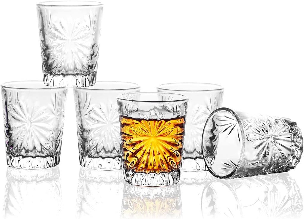 Mini Shot Glass Set of 6 - Clear Tasting Glasses, 1.75Oz Each
