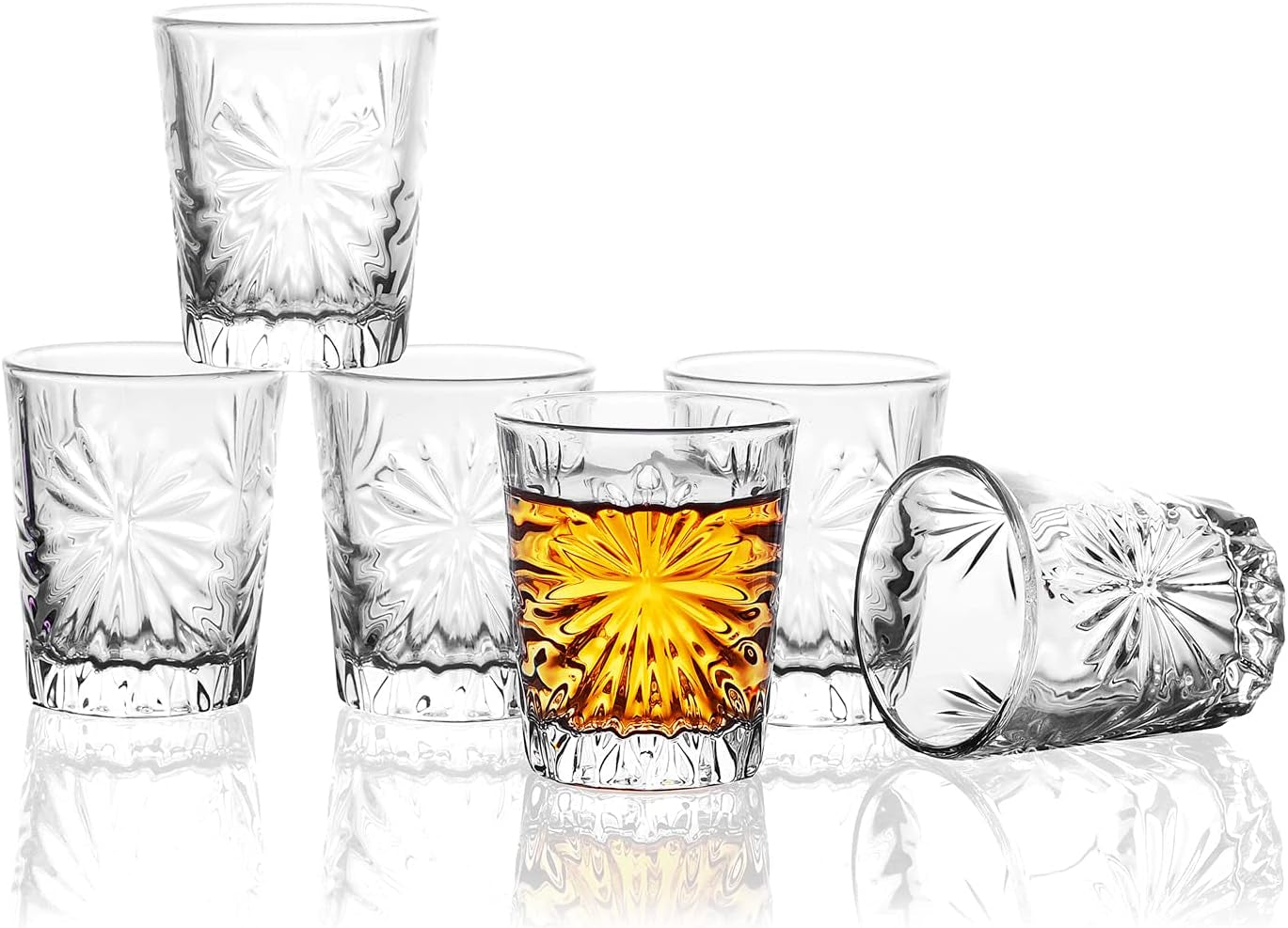 Mini Shot Glass Set of 6 - Clear Tasting Glasses, 1.75Oz Each