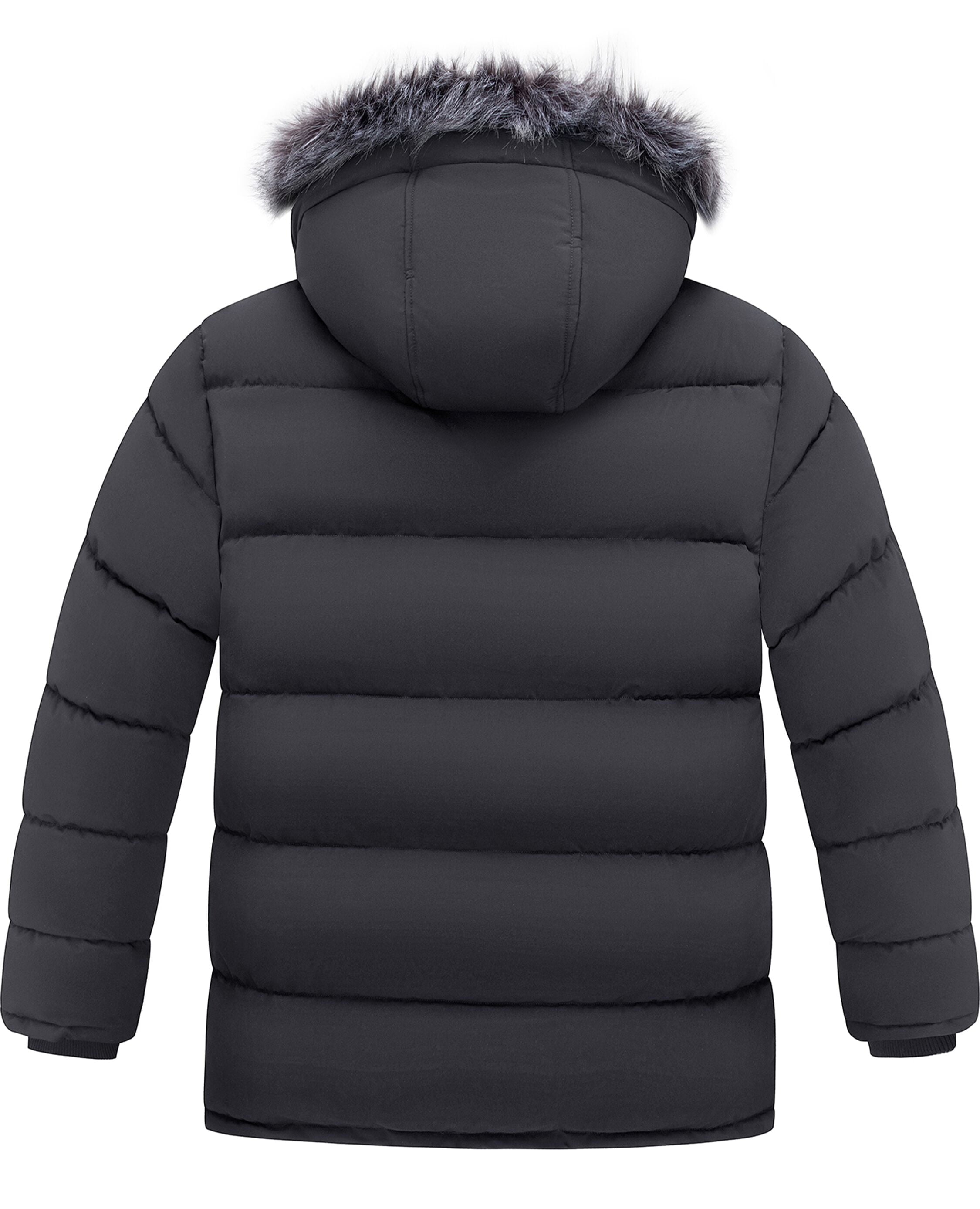 Men'S plus Size Recycled Winter Parka Jacket Outerwear Insulated Quilted Winter Coat with Faux Fur Hood Dark Gray 3XL