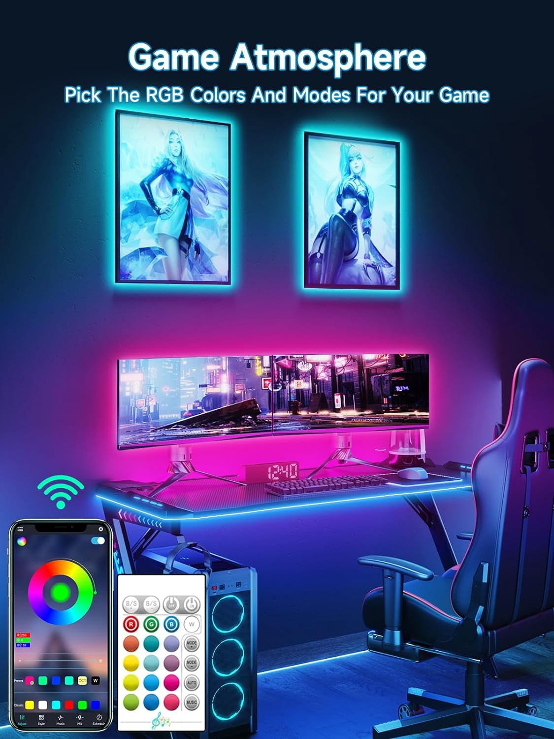 TV LED Lights, 16.4Ft LED Lights for 45-75 Inch TV behind Lighting, RGB Color Ch