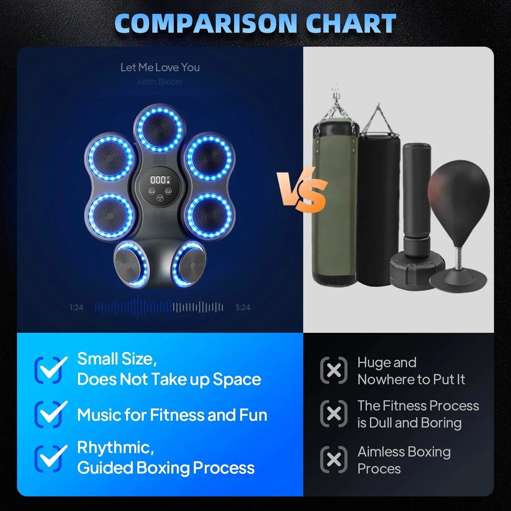 Adult Music Boxing Machine, Smart Bluetooth Boxing Trainer, Includes Boxing Gloves, 11 Training Modes, 9 Speed Settings, Wall-Mounted Boxing Training Equipment, Agility Training Equipment