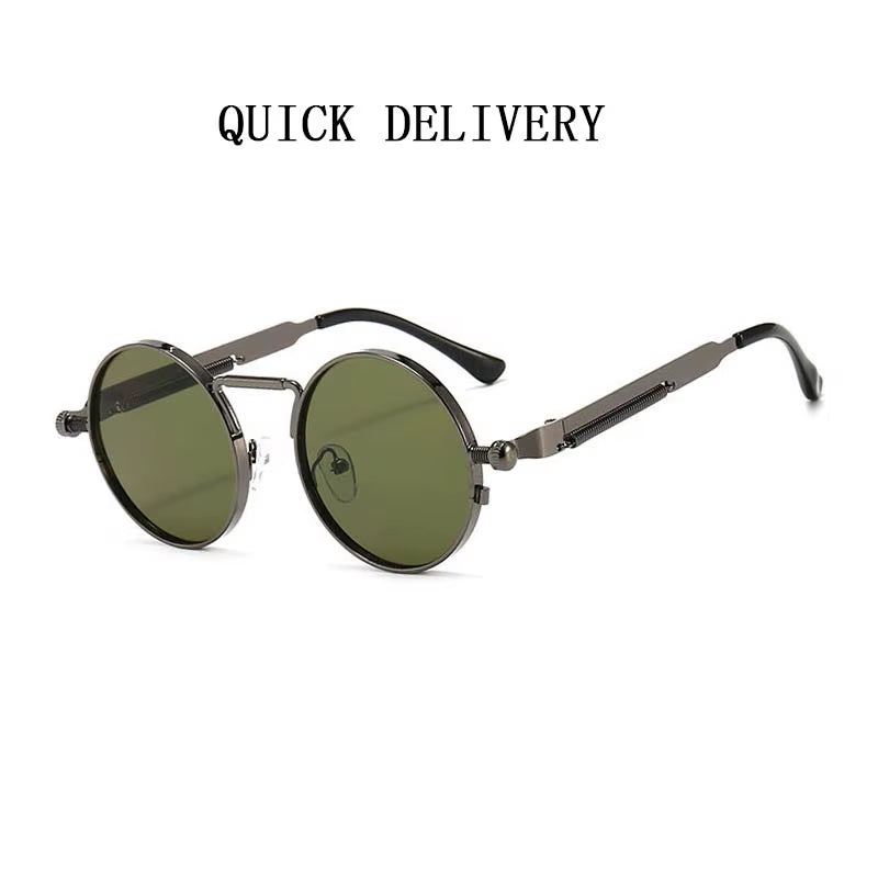 Retro round Punk Sunglasses for Men Vintage Steampunk Sunglasses Women Trendy Fashion Glasses Luxe Gafas De Sol Hombre Zonnebril