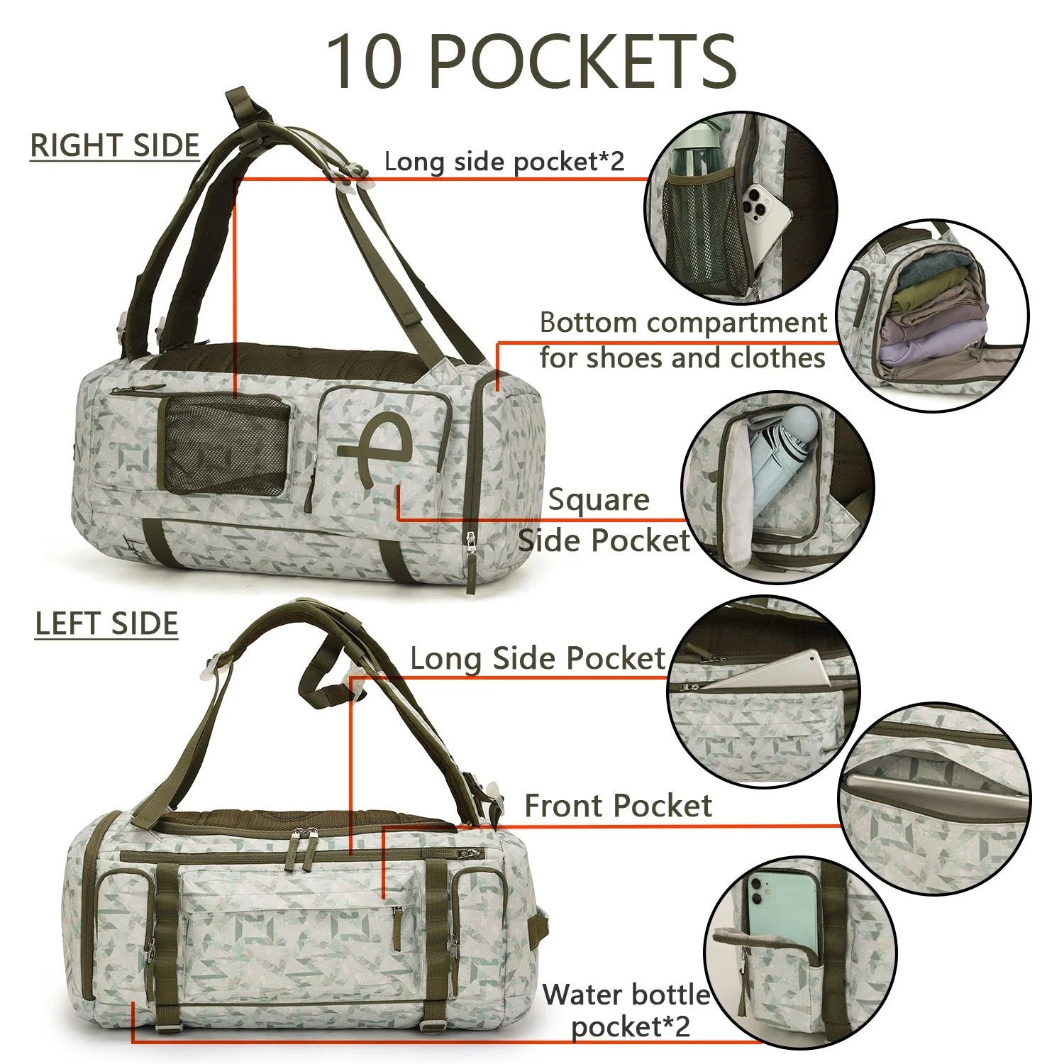 BE SMART 50L Extra Large Gym Backpack for Men, Big Gym Bag with Shoes Compartment, Waterproof Heavy Duty Duffel Bags, Men'S Workout Backpacks for Outdoor Sport,Hiking,Camping (XL)