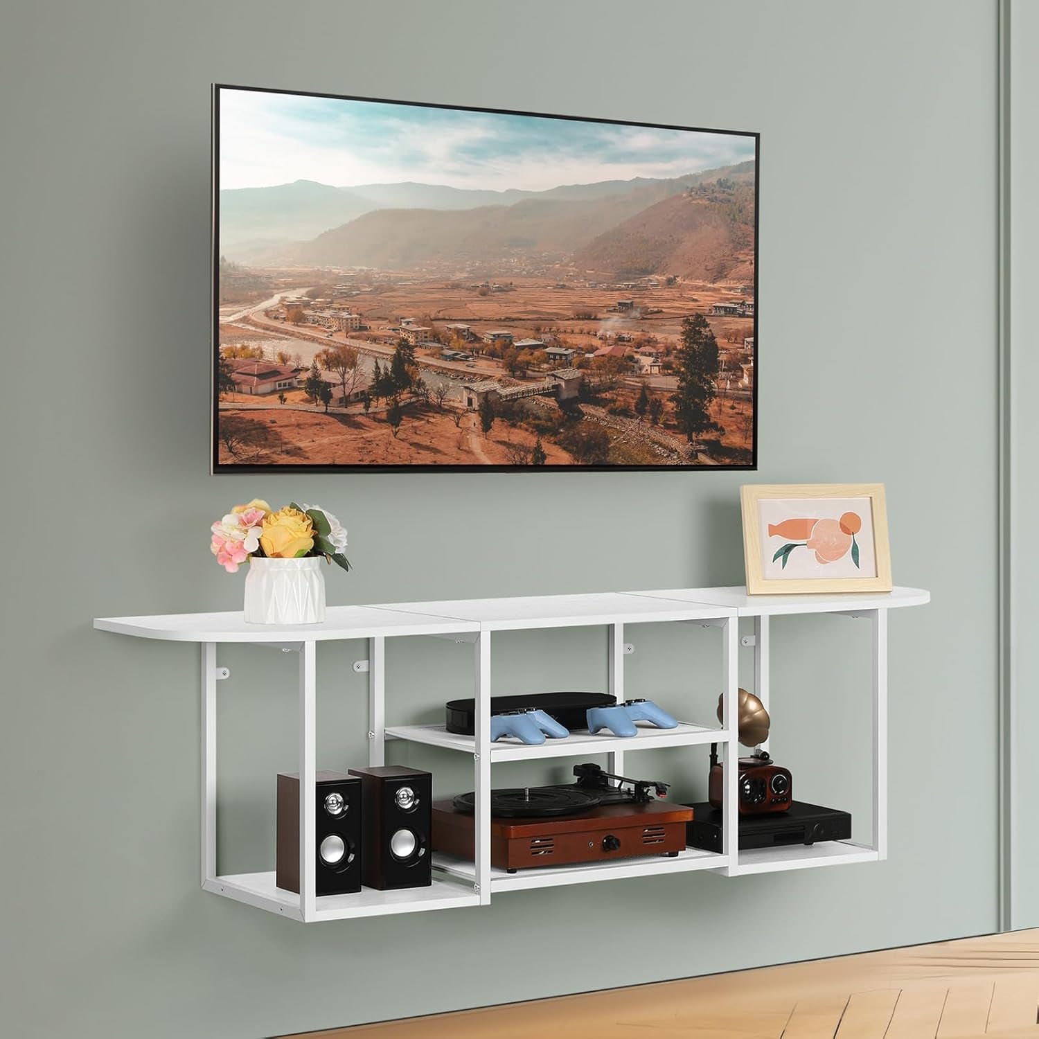 Floating TV Shelf Stand under TV Wall-Mounted Entertainment Center Industrial TV