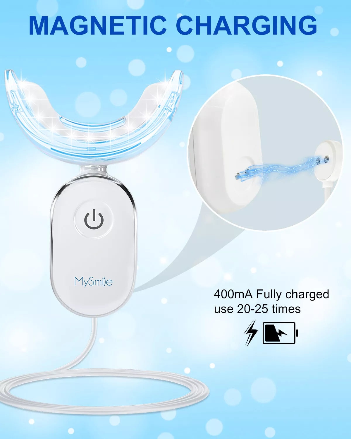 28-LED Powerful Teeth Whitening Light Tray with 4Ml Sample Teeth Whitening Gel, IPX7 Waterproof Rechargeable Tooth Whitener Accelerator