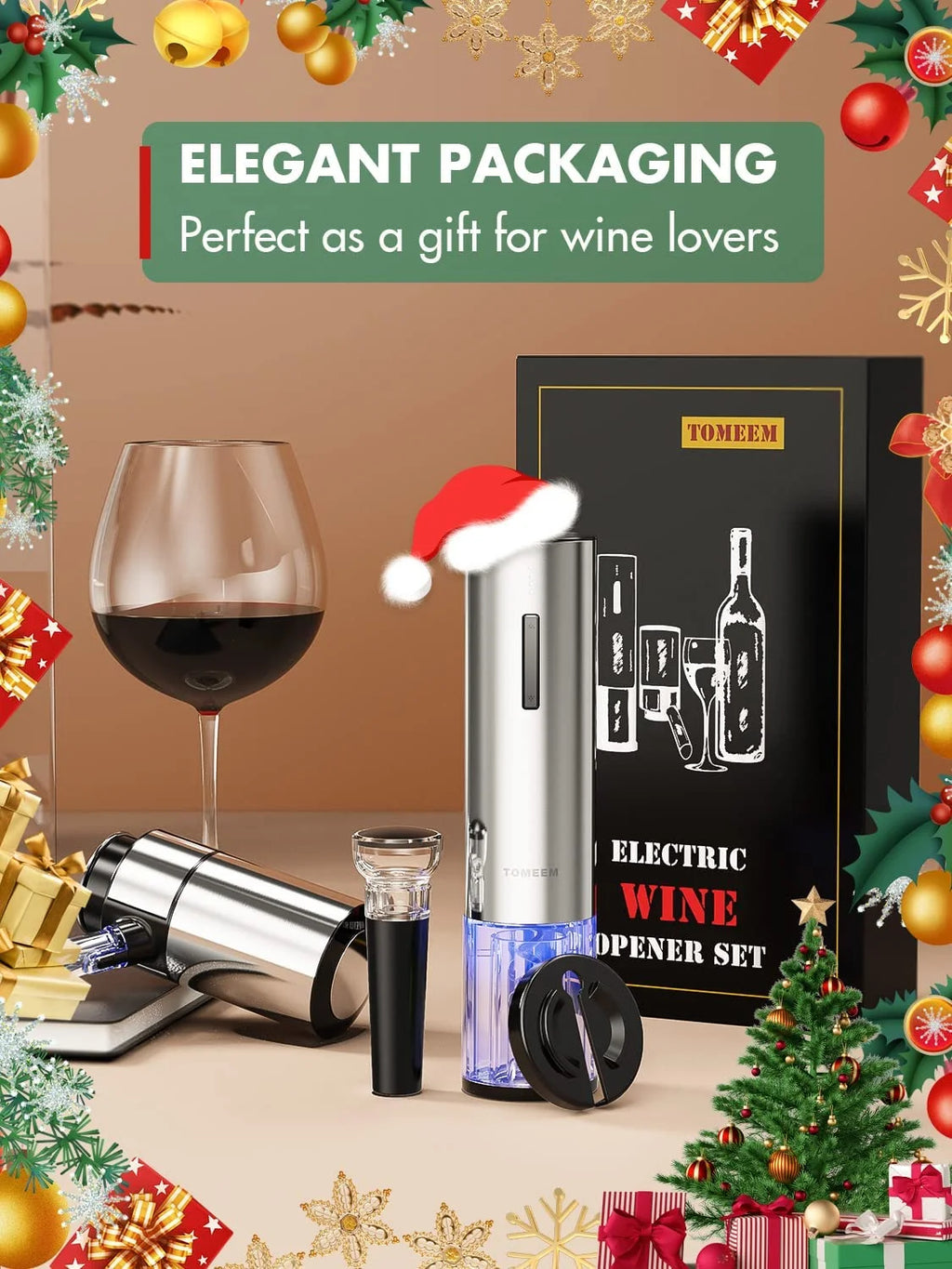 4-Piece Stainless Steel Wine Opener Set with Rechargeable Electric Wine Bottle Opener