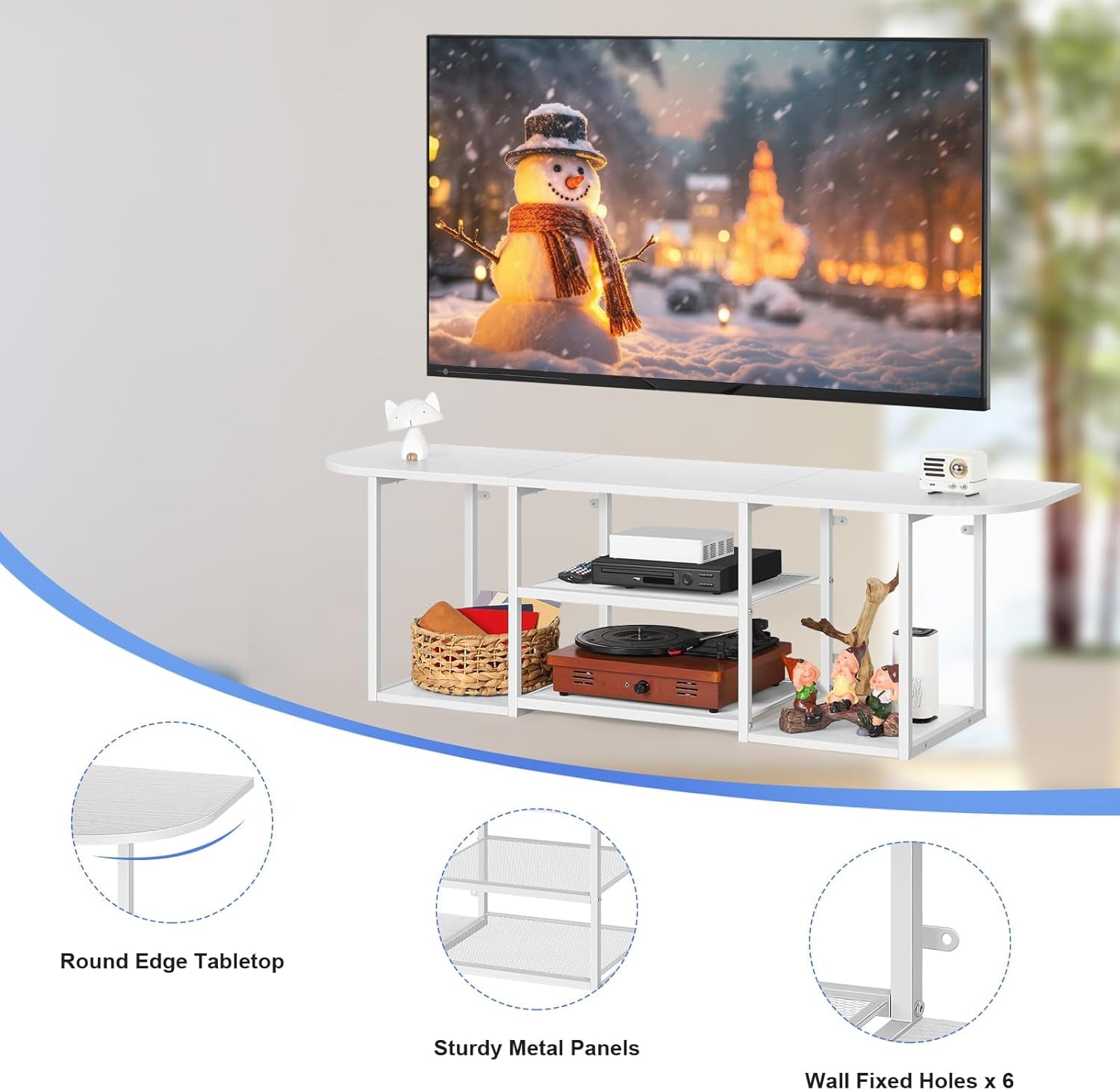 Floating TV Shelf Stand under TV Wall-Mounted Entertainment Center Industrial TV