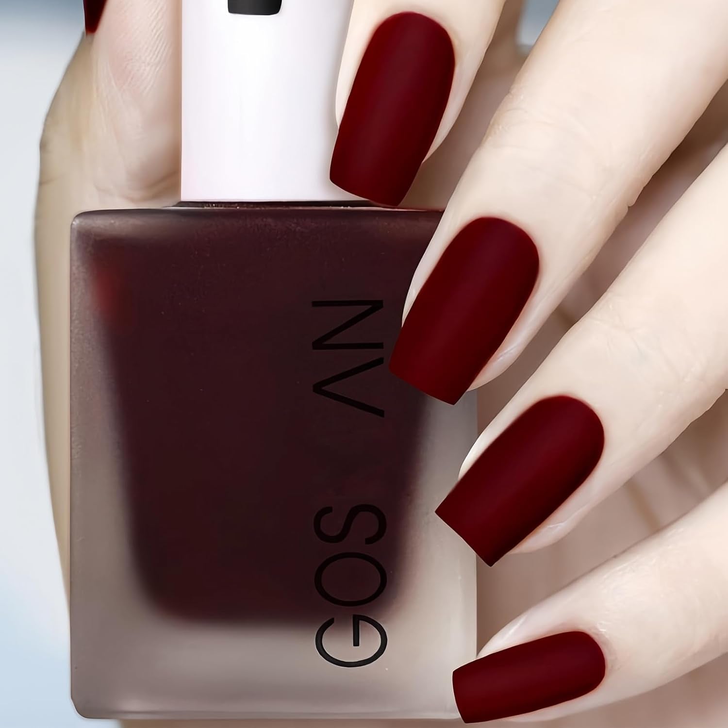 Dark Red Matte Nail Polish - Quick Dry Frosted Cherry Red Gel Nail Polish, Velvet Finish, Cruelty Free