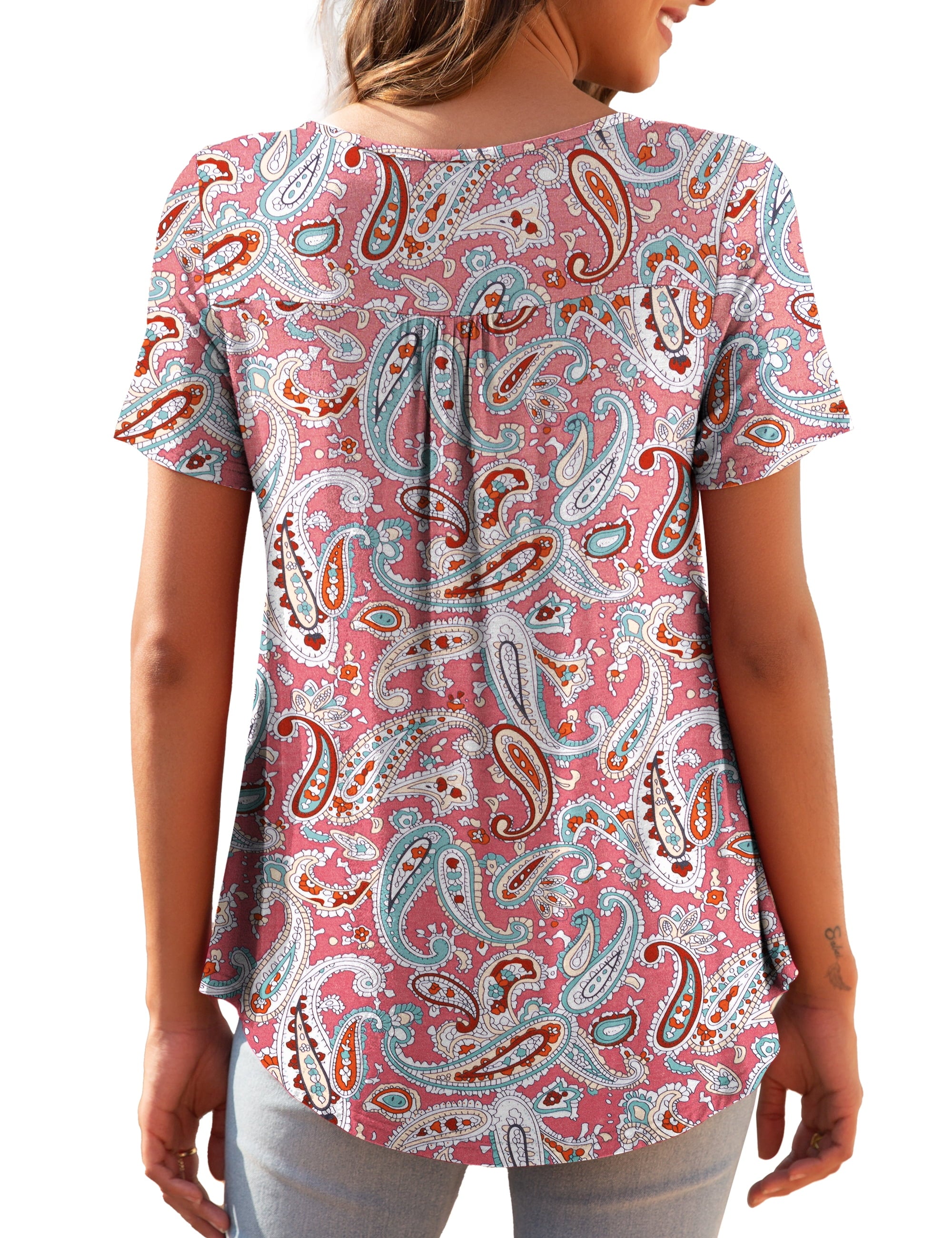 Women'S plus Size Tunic Tops Short Sleeve V Neck Casual Blouses M-4X