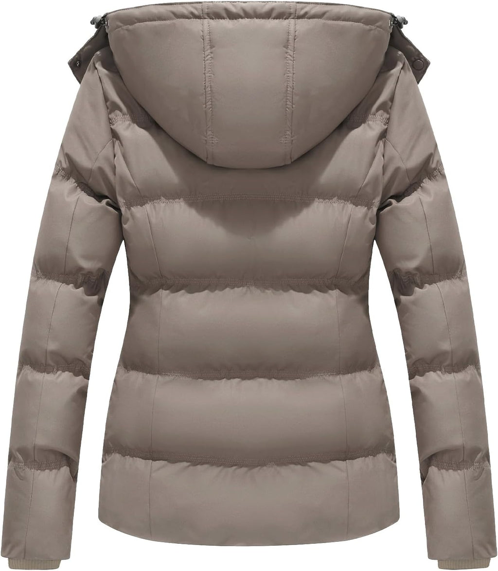 Women'S Winter Coats Quilted Puffer Jacket Warm Snow Coat with Removable Hood