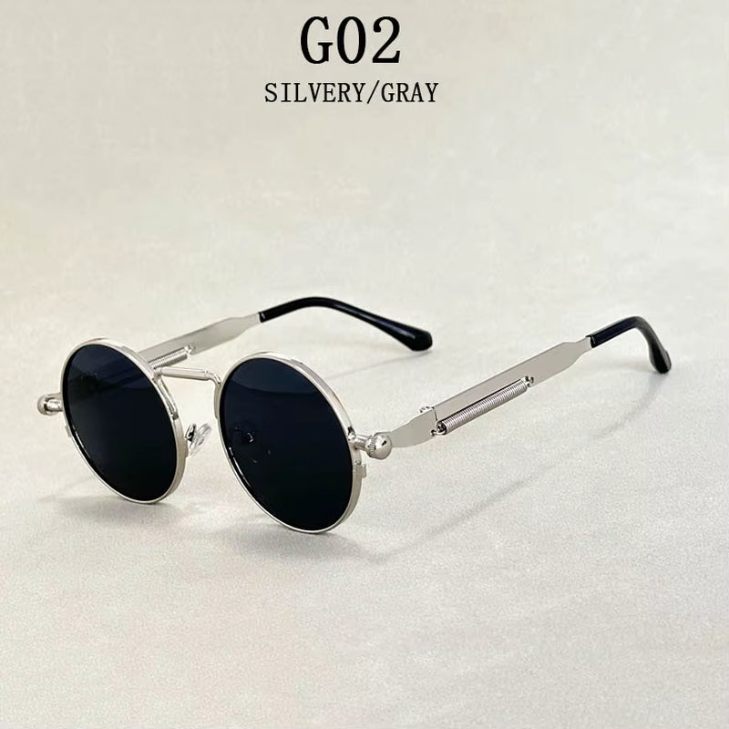 Retro round Punk Sunglasses for Men Vintage Steampunk Sunglasses Women Trendy Fashion Glasses Luxe Gafas De Sol Hombre Zonnebril