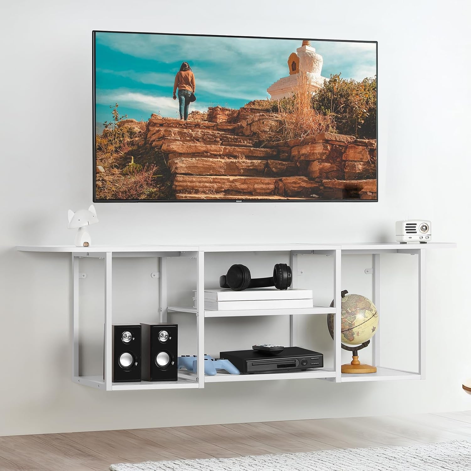 Floating TV Shelf Stand under TV Wall-Mounted Entertainment Center Industrial TV
