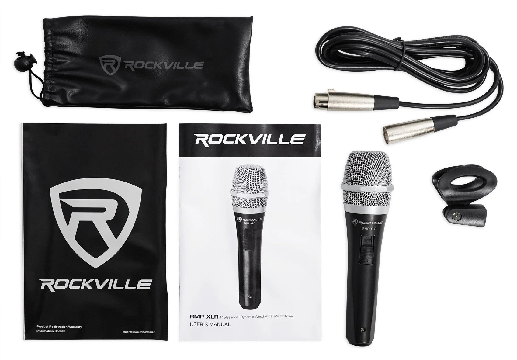 2  RMP-XLR Dynamic Cardioid Pro Microphones + 10' XLR Cables+2 Clips