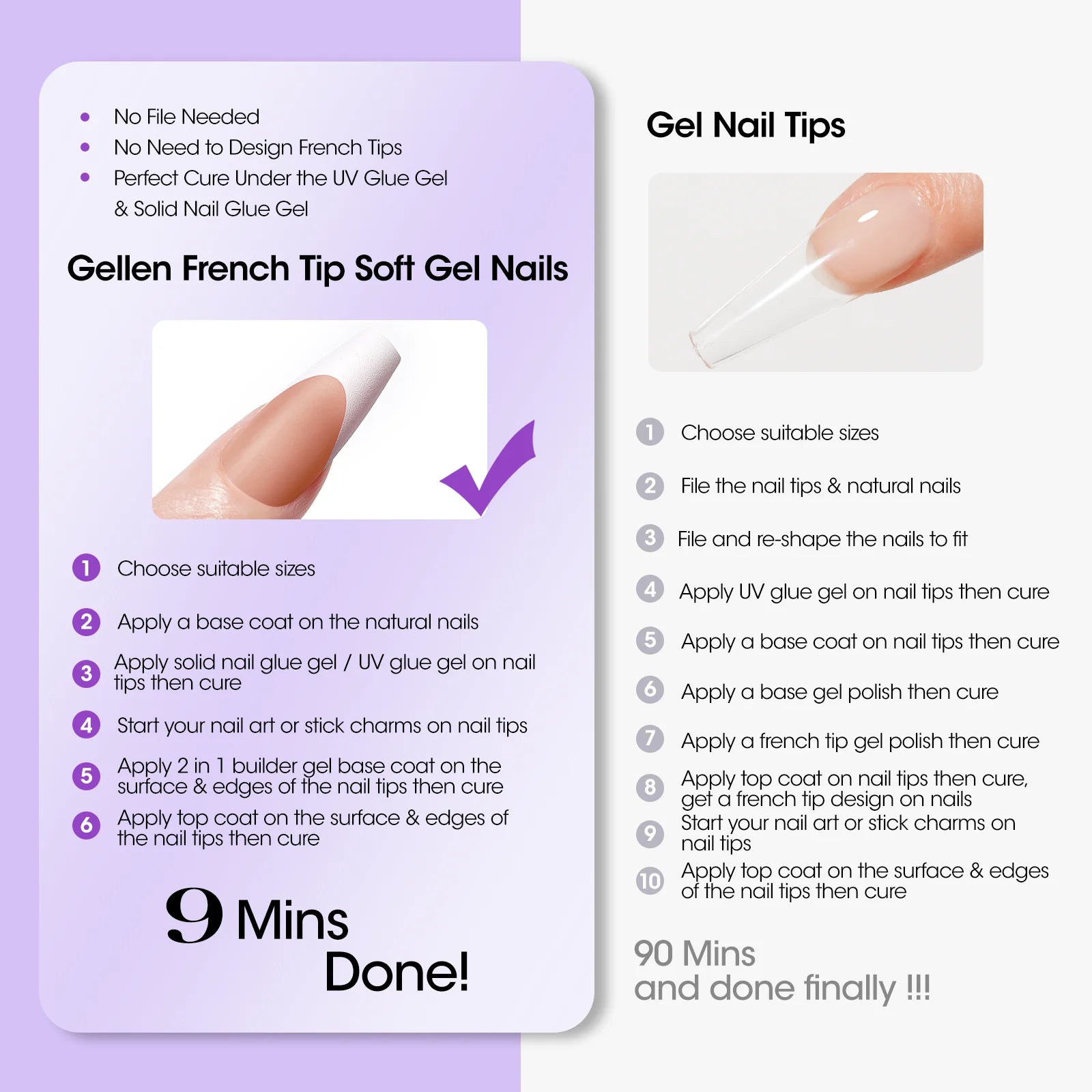 French Tips Gel Nail Kit - 240 Pcs Brown Medium Coffin, Salon Acrylic Fake Nail Kits Including Gel Top Coat and Base Coat, UV Lamp, Solid Nail Glue Gel, Nail Charms for French Tip Manicure