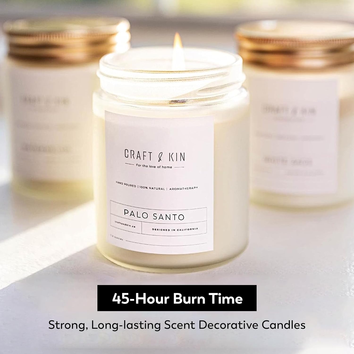 Palo Santo Fall Scented Candle | 8 Oz 45 Hour Long Lasting | Classic Soy Woodwick Fall Candles | Made with Natural Soy | Gifts for Men and Women