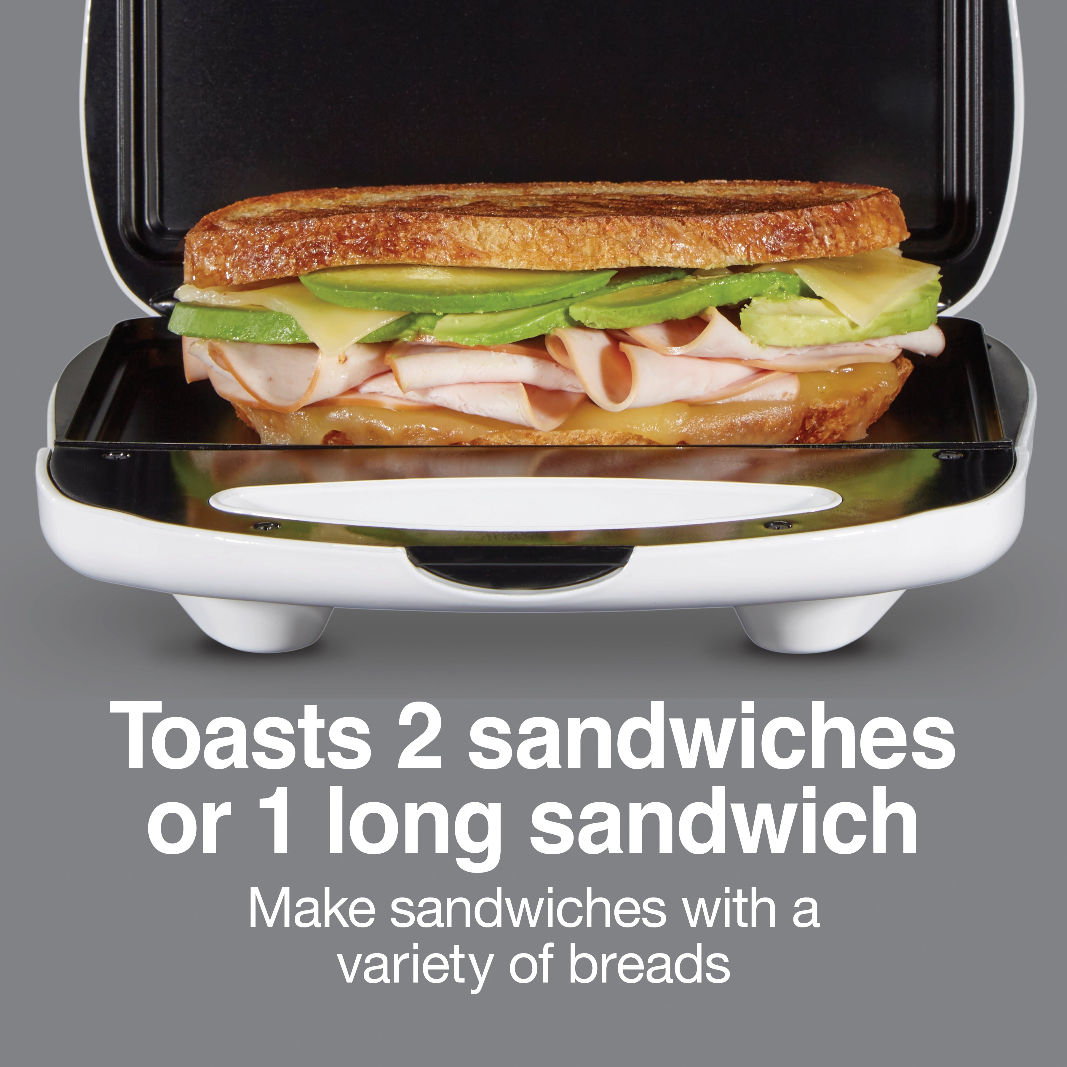 Hot Sandwich Maker with Nonstick Surface, Compact and Easy to Store, White