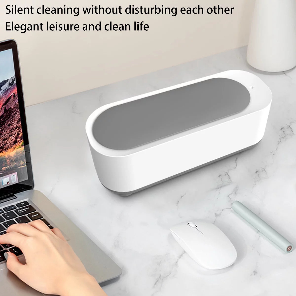 Ultrasonic Jewelry Cleaner, Portable 10Oz 46Khz Ultrasonic Cleaner Machine for Glasses , Necklaces, Watches, White