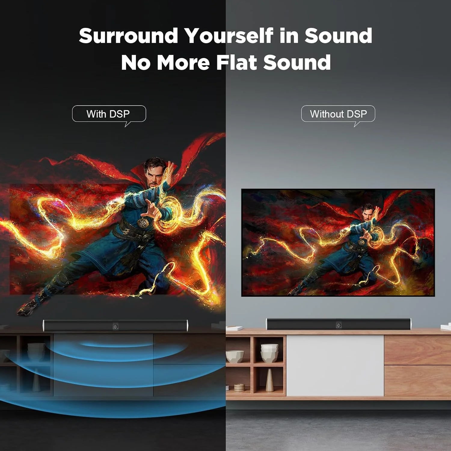 Sound Bar for TV 2 in 1 Separable Bluetooth Soundbar Home Theater Speakers with Arc/Optical/Aux Connect