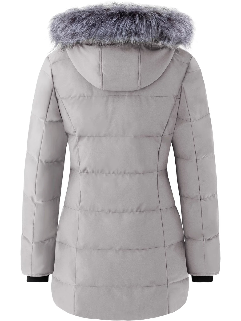Women'S Puffer Coat Quilted Winter Jacket Windproof Winter Coat Gray XL