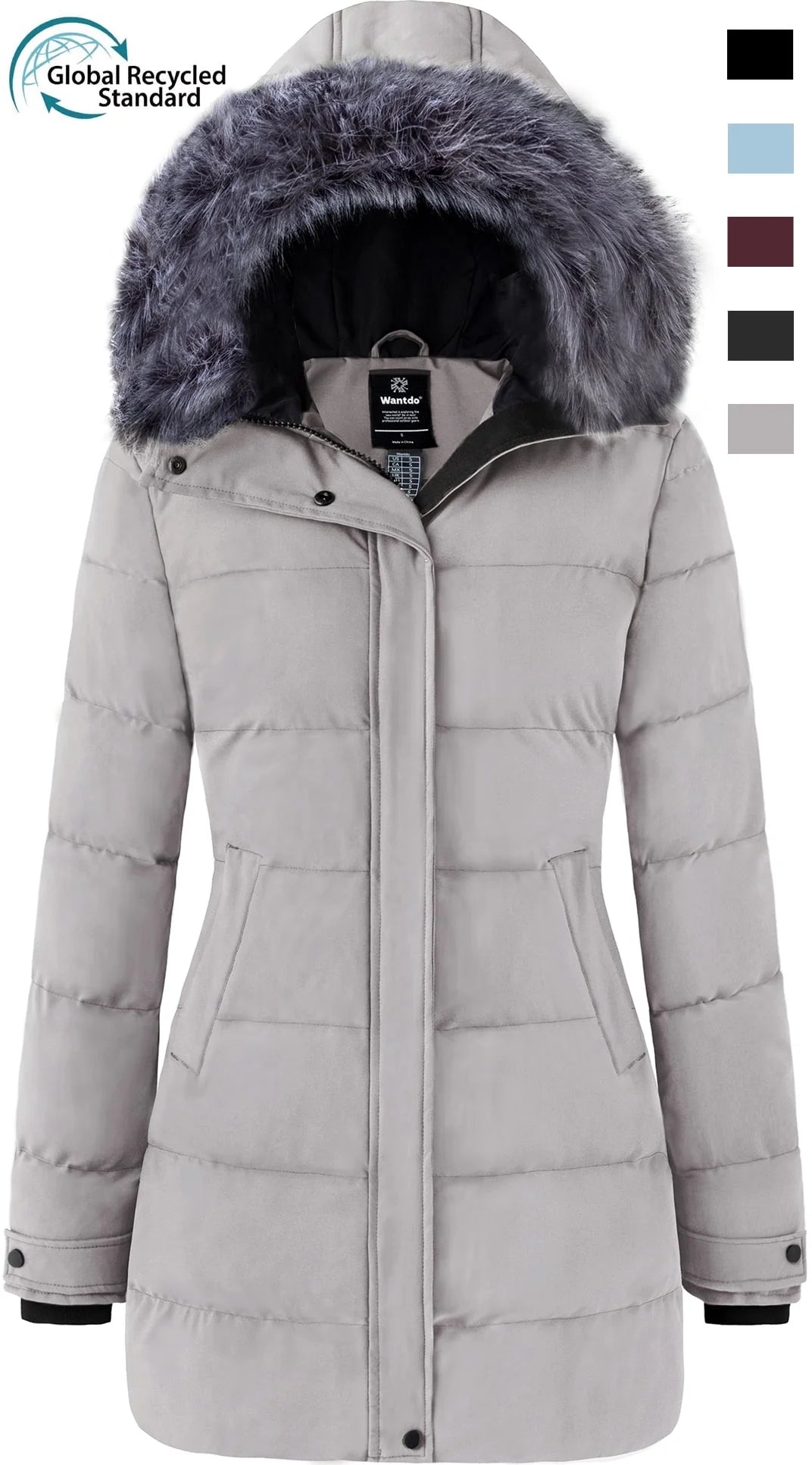 Women'S Puffer Coat Quilted Winter Jacket Windproof Winter Coat Gray XL