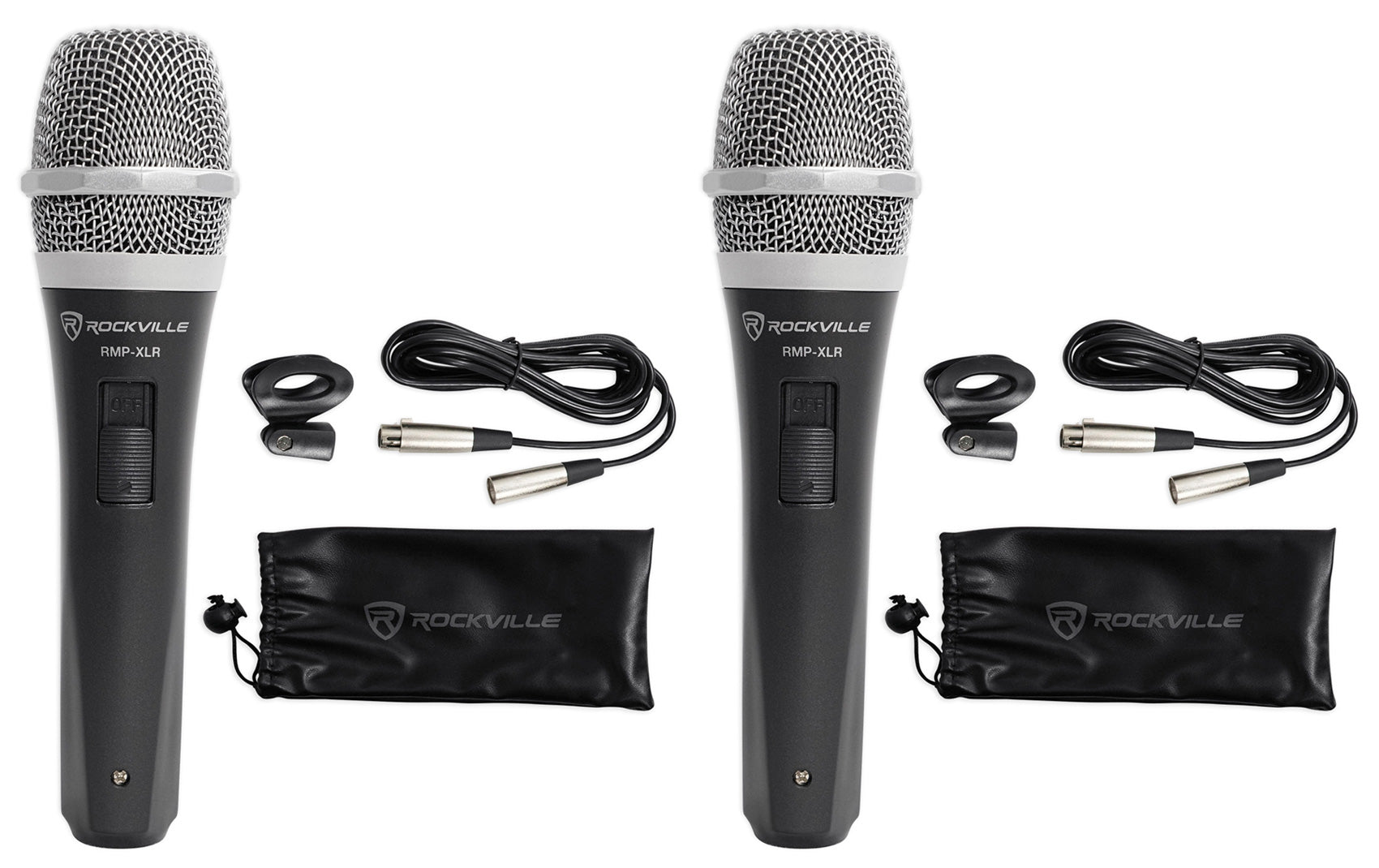 2  RMP-XLR Dynamic Cardioid Pro Microphones + 10' XLR Cables+2 Clips