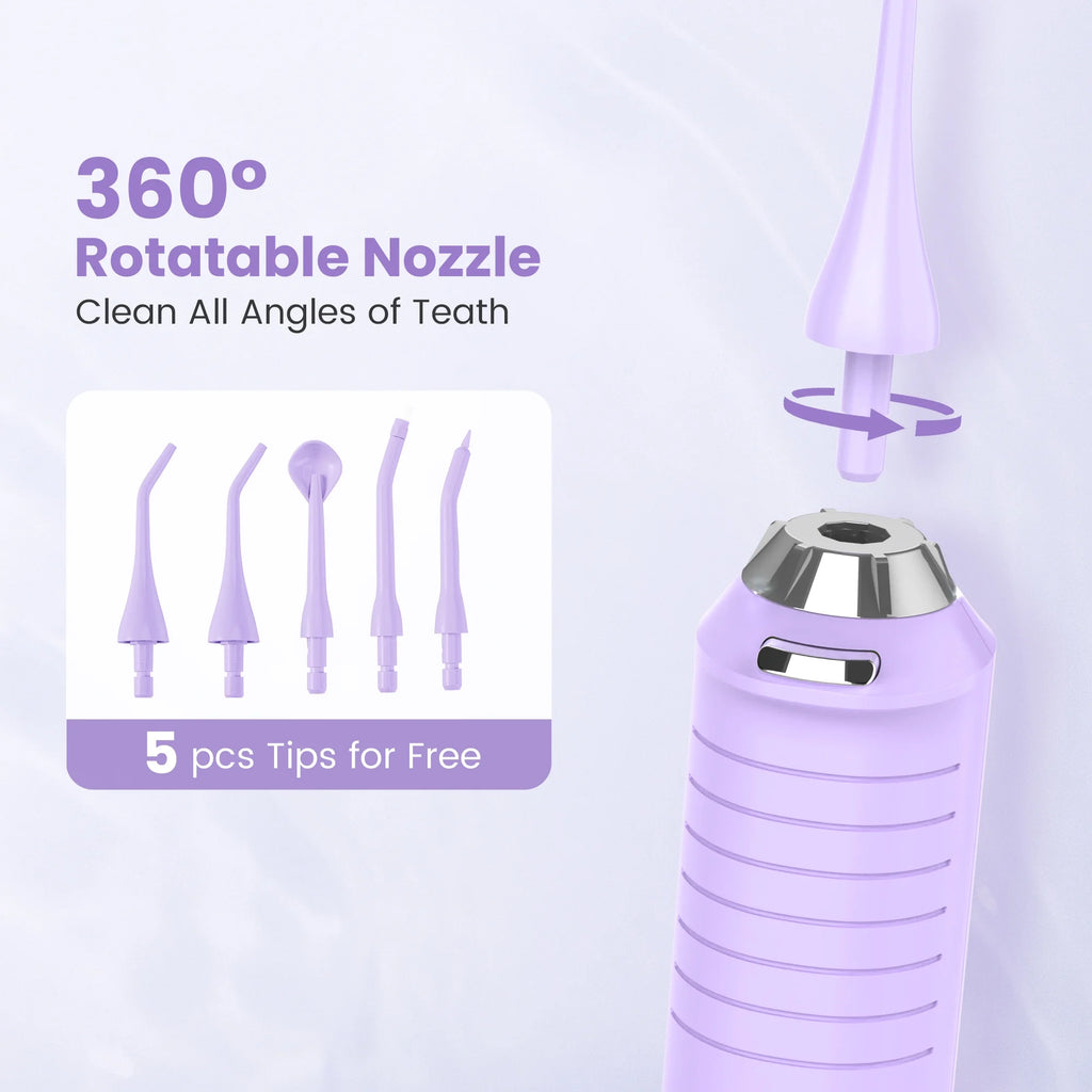 Cordless Water Flosser Dental Teeth Cleaner, Professional 270ML Tank USB Rechargeable Dental Oral Irrigator for Home and Travel, 5 Modes 5 Jet Tips, IPX7 Waterproof, Easy-To-Clean,Purple
