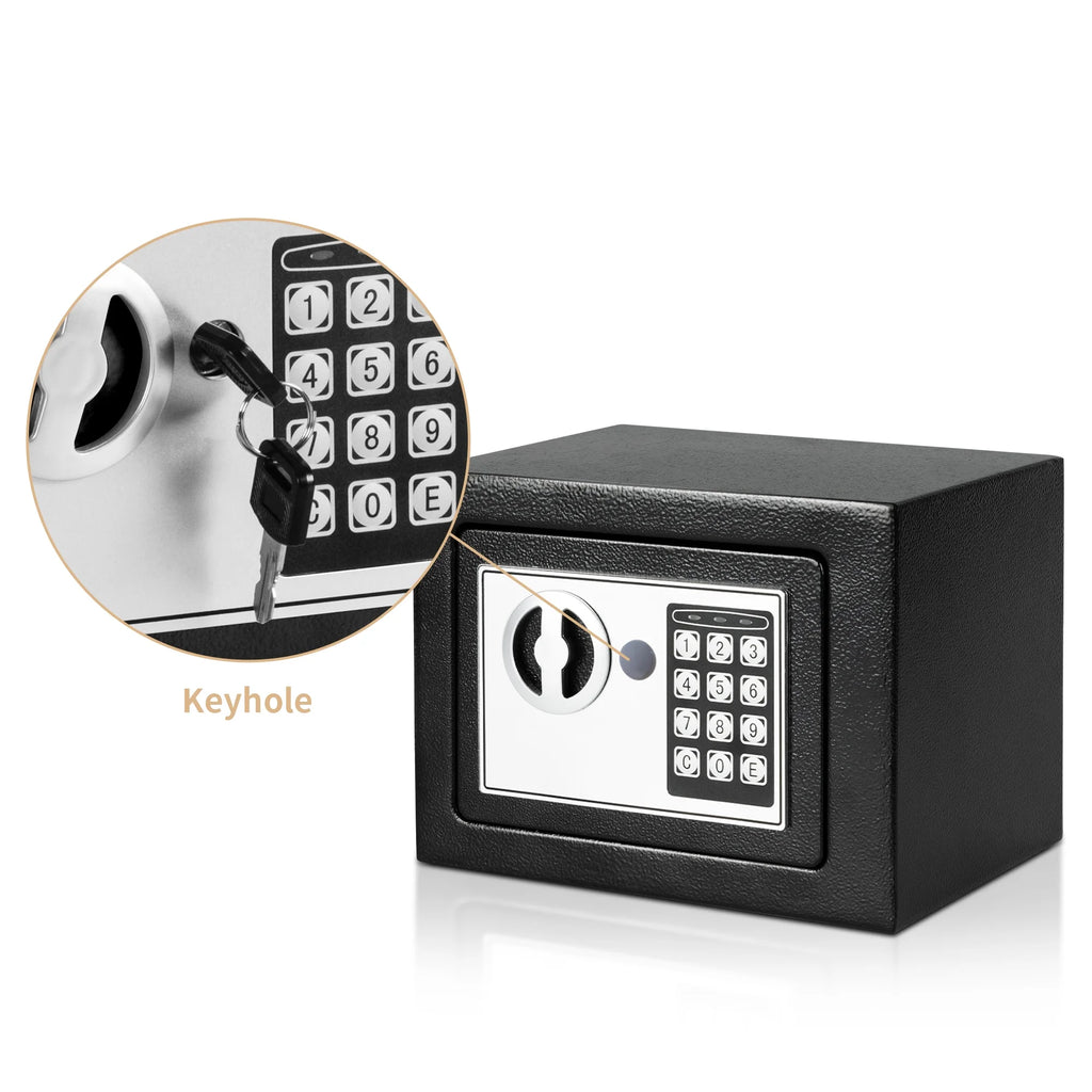 0.25 Cubic Feet Electronic Digital Safe Box, Steel Money Safe Box for Home with Fireproof Money Bag for Cash Safe Hidden