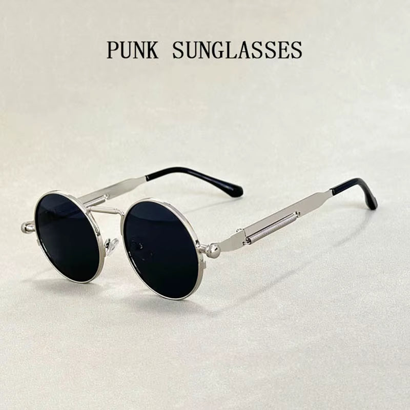 Retro round Punk Sunglasses for Men Vintage Steampunk Sunglasses Women Trendy Fashion Glasses Luxe Gafas De Sol Hombre Zonnebril