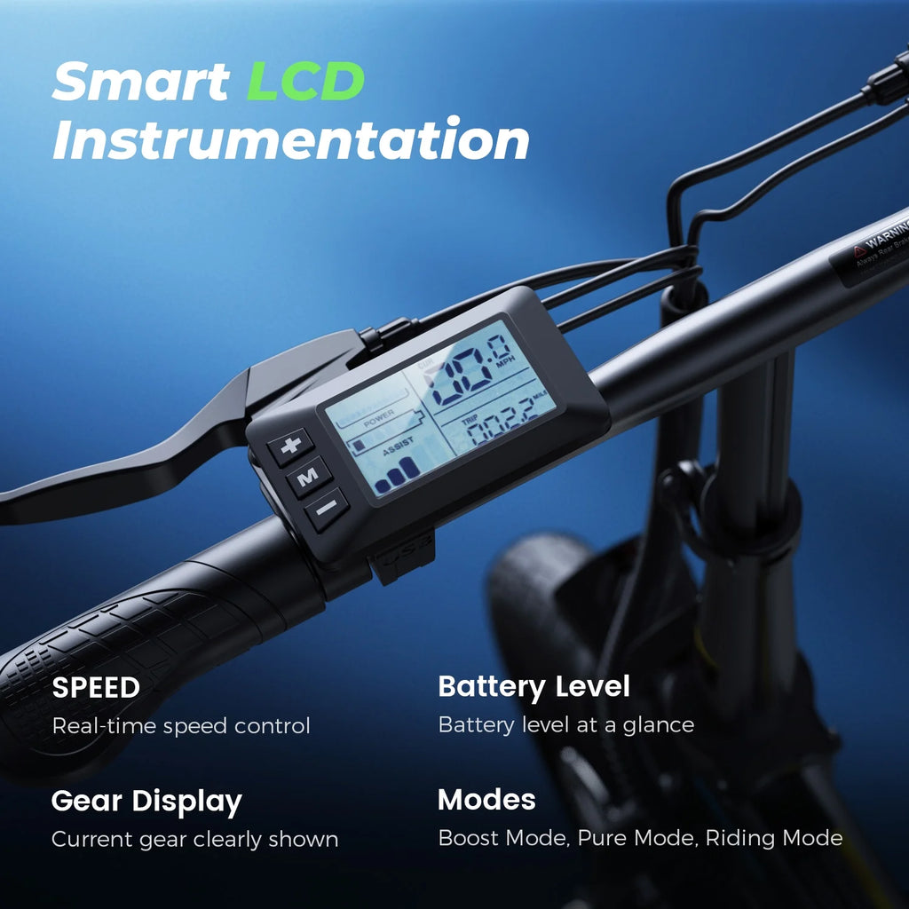 14" Foldable Electric Bicycle for Adults,500W 36V/7.8Ah Electric Bike,Lcd,20Mph Commuter E Bike for Teen, UL 2849