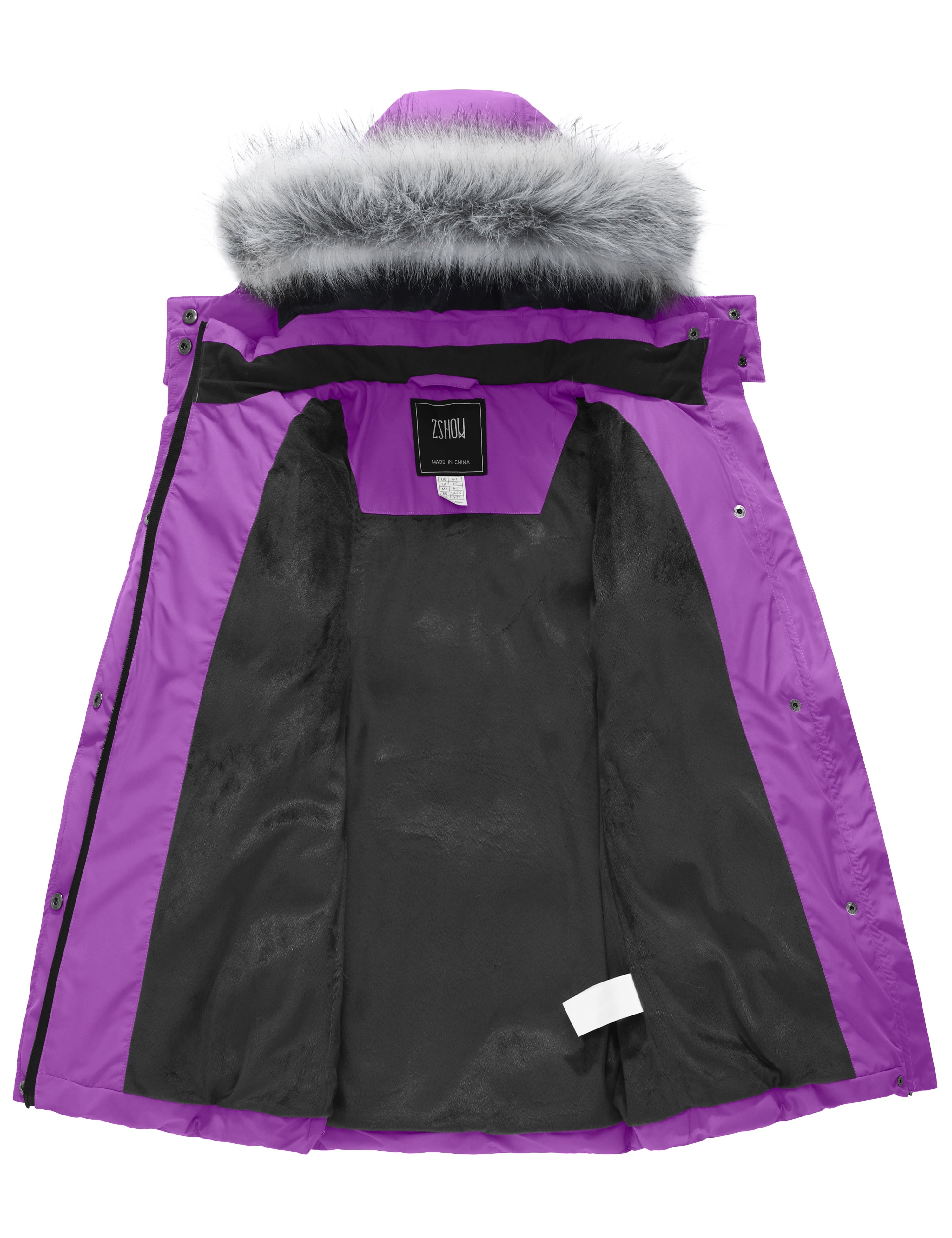 Girls' Winter Jacket Waterproof Winter Coat Insulated Puffer Jacket Purple 10/12