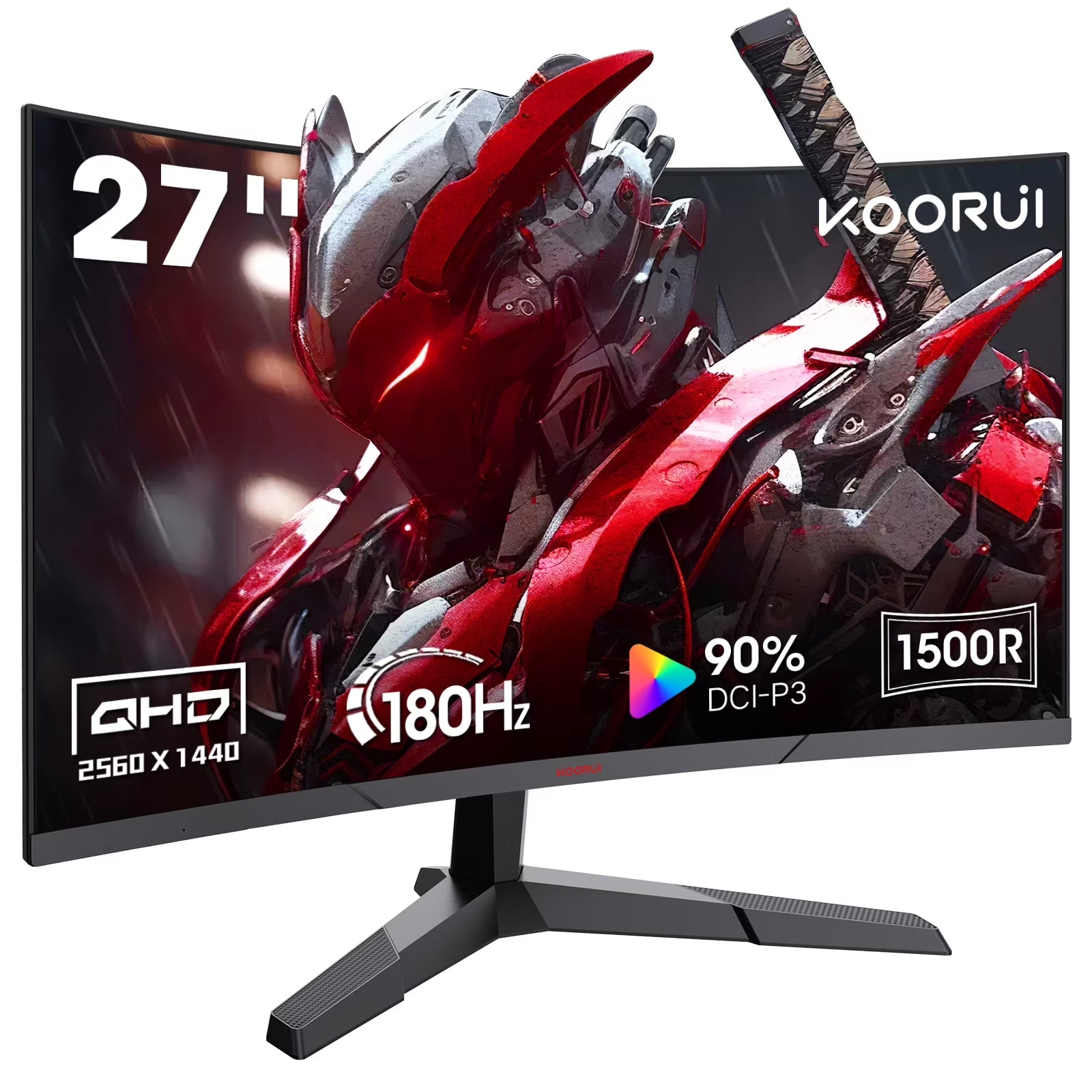 27 Inch 2K Curved Gaming Monitor, 180Hz QHD Computer Monitor, 1Ms Adaptive-Sync, Hdmi/Displayport, 27E6QCA