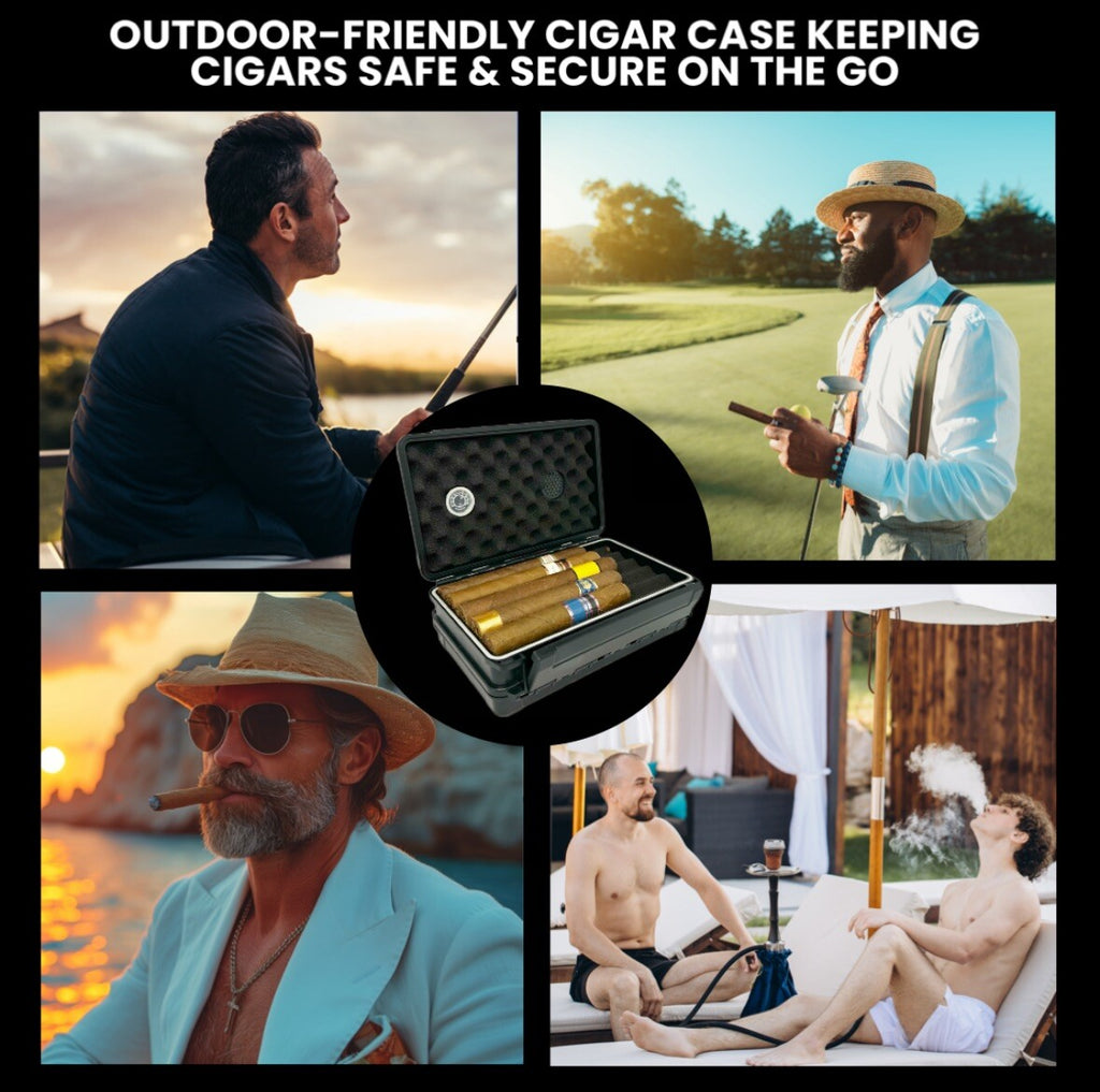 Cigar Case Box Travel Humidor Double Sided Cutter Stand Hygrometer 5 or 10 Cigar