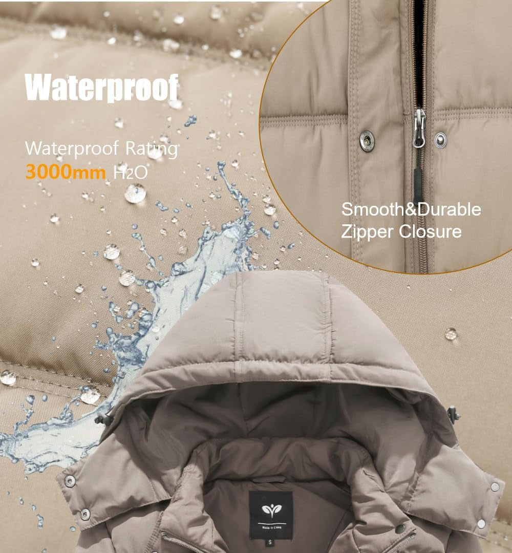 Women'S Winter Coats Quilted Puffer Jacket Warm Snow Coat with Removable Hood