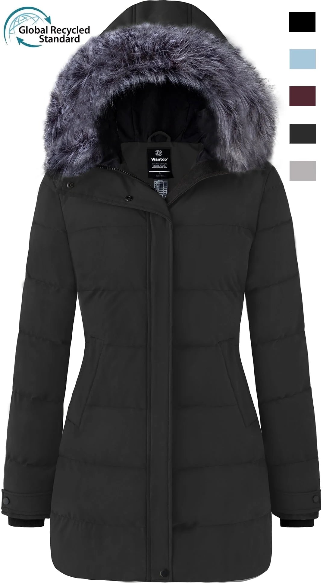 Women'S Winter Coat Quilted Puffer Coat Waterproof Winter Jacket Charcoal M