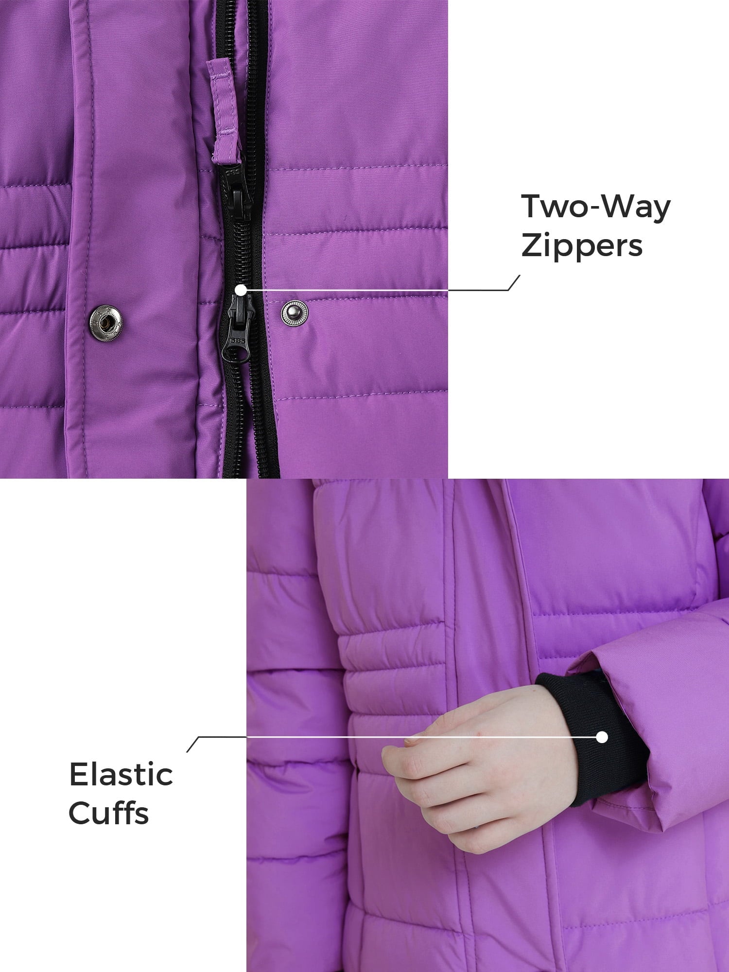 Girls' Winter Jacket Waterproof Winter Coat Insulated Puffer Jacket Purple 10/12