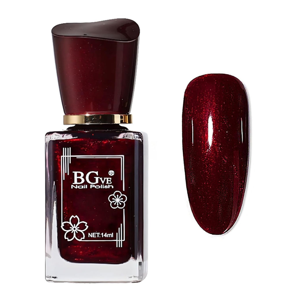 Shimmer Nail Polish Red - Dark Burgundy Red Nail Polish Quick Dry - Glitter Nail Varnish Long Lasting - Natural Nail Lacquer Glossy - Sparkle Nail Gel for Nail Art DIY